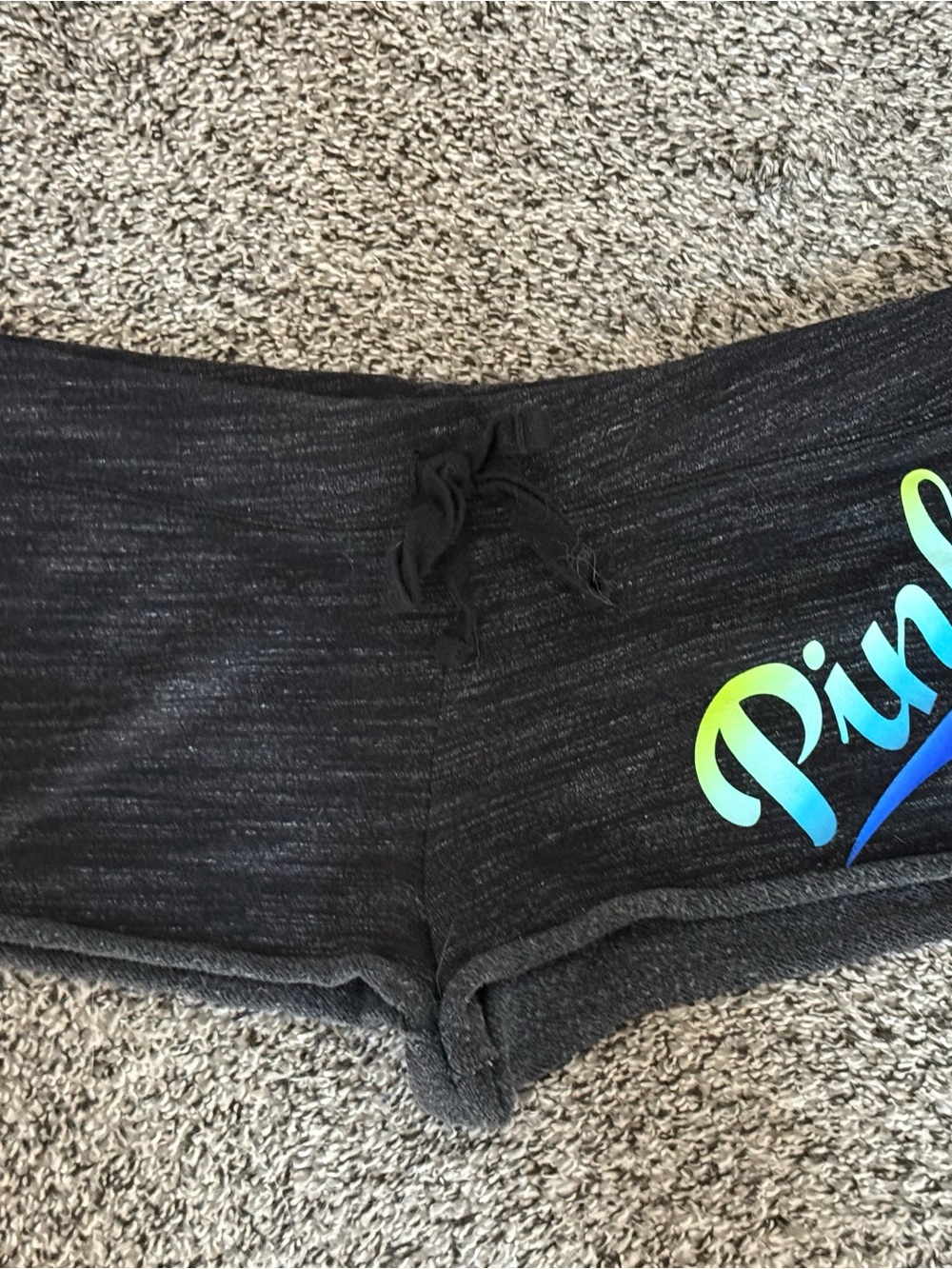 Victoria's Secret PINK Black Shorts with Rainbow Ombre Logo